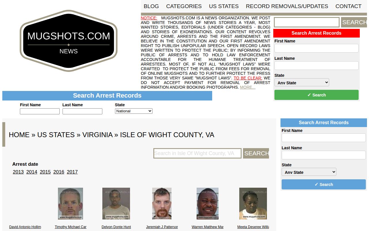 Historic Isle of Wight County archive page on an unofficial publisher
